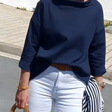 Women's Blouse Boat Neck Drop Shoulder - Office Casual Wear