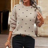 Women's Knit Sweater Polka Dot Long Sleeve - Casual Wear