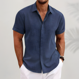 Men's Short Sleeve Button Down Textured Shirt - Casual Summer Wear