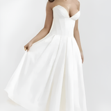 Women's Strapless Corset Midi Dress - Special Occasion