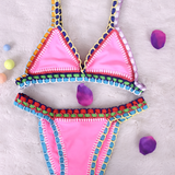 Women's Crochet Trim Triangle Bikini Set - Beach Vacation