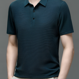 Men's Waffle Textured Polo Shirt - Business Casual