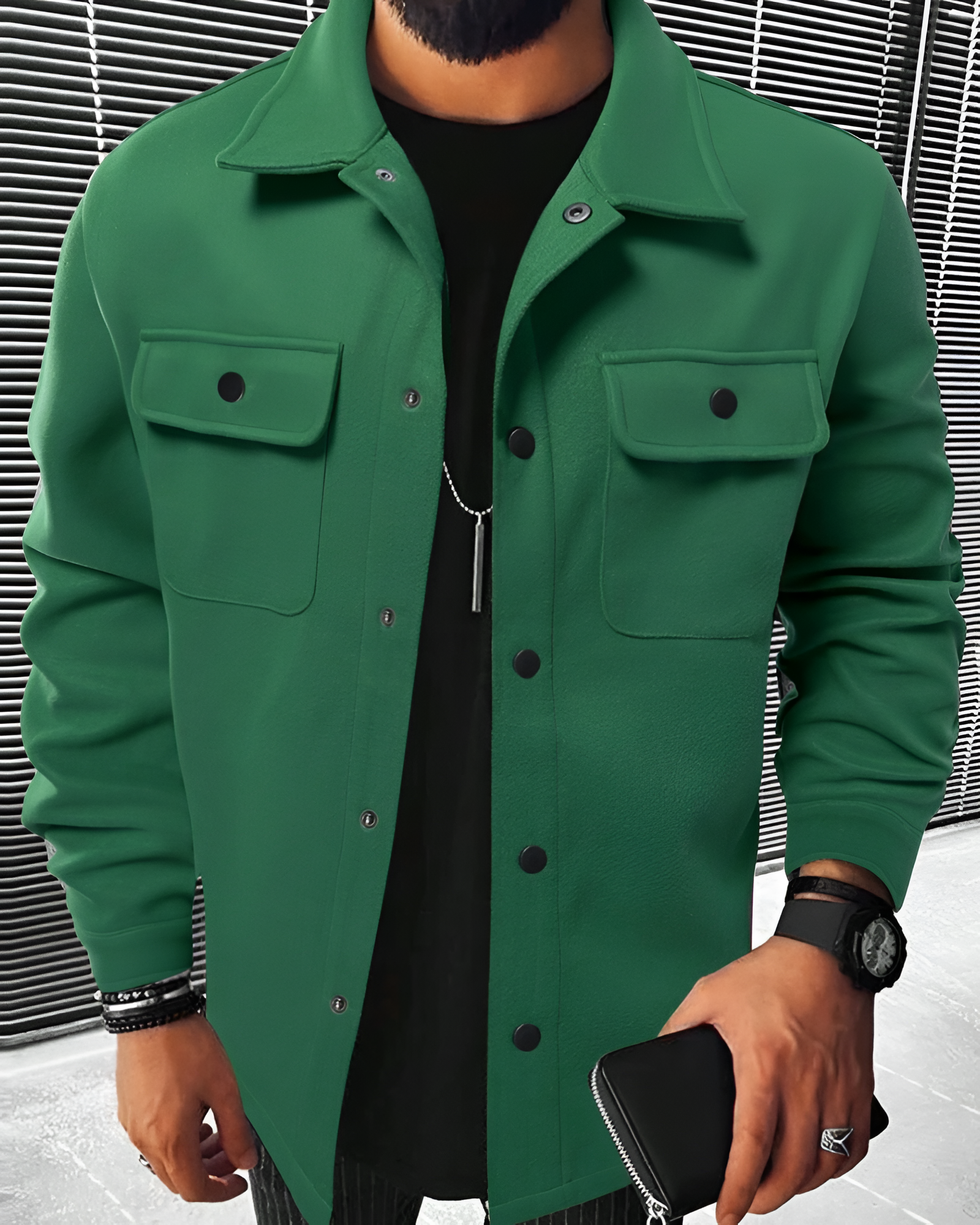 Men's Button Up Long Sleeve Over Shirt - Casual Wear