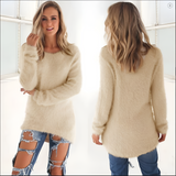 Women's Fuzzy Loose Long Sleeve Sweater - Casual Daily Wear