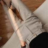 Women's Trousers High-Waisted Herringbone Pattern - Office Wear