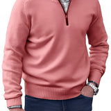 Men’s Knitted Half-Zip Pullover Sweater - Casual Winter Wear
