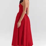 Women's Strapless Pleated Midi Dress - Cocktail Party