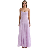 Women's Floral Corset Maxi Dress - Formal Occasion
