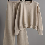 Women's Knit Wide Leg Sweater Set - Casual Loungewear