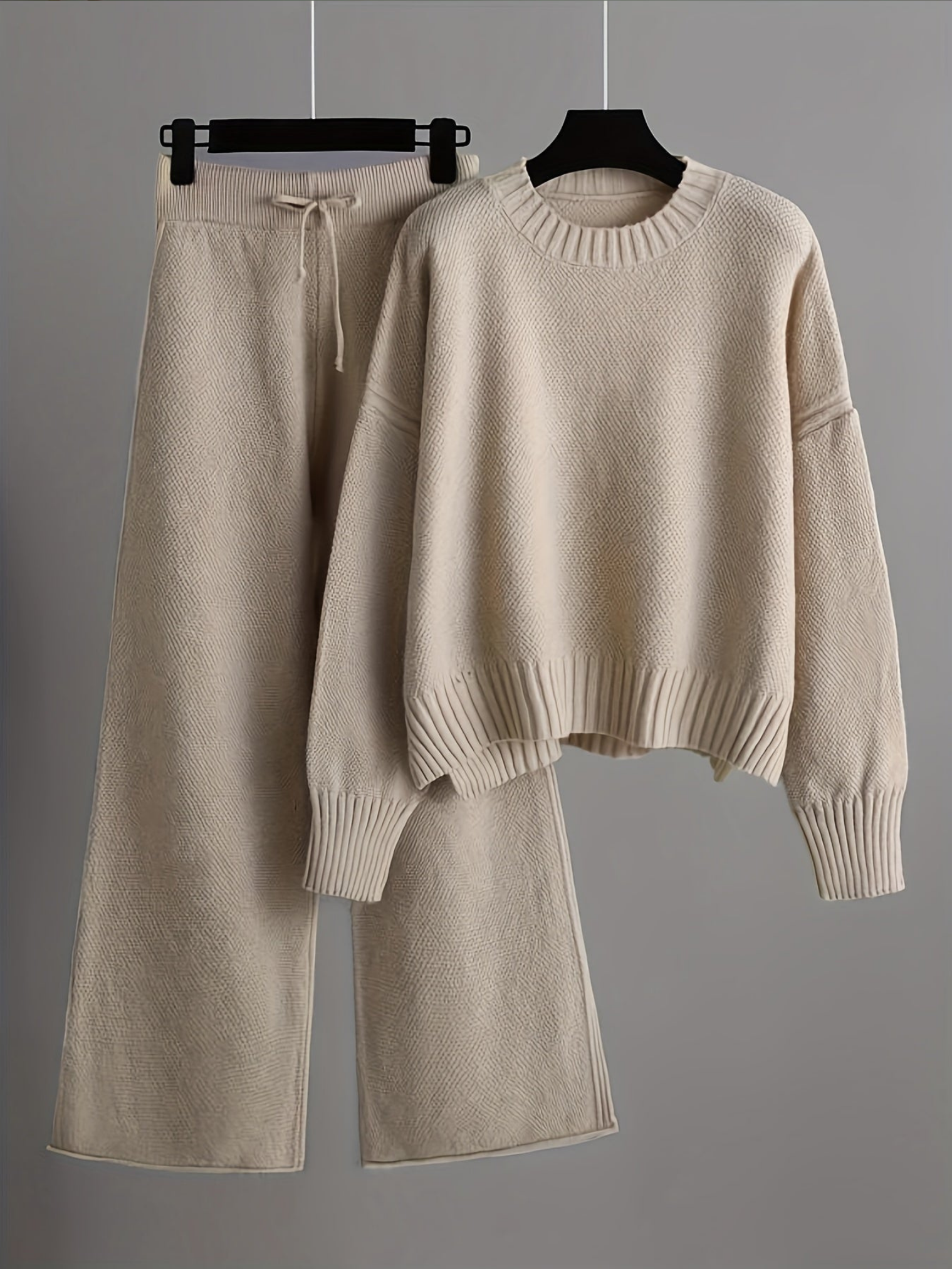 Women's Knit Wide Leg Sweater Set - Casual Loungewear