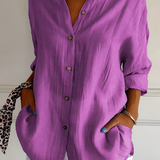 Women's Textured Long Sleeve Shirt - Casual Daily Wear