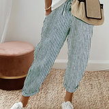 Women's  Drawstring Striped Solid Casual Pants - Beach Vacation