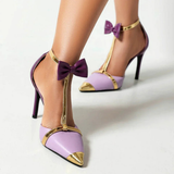 Women's Bow T-Strap Pointed Toe Heels - Date Night