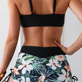 Women's Swimsuit Set Ruched Front Floral Print - Beach Vacation
