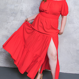 Women's Off-The-Shoulder Smocked Maxi Dress - Summer Outing