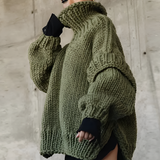 Women's Oversized Chunky Knit Sweater - Casual Winter Wear