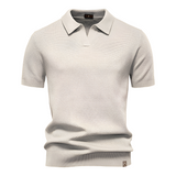 Men's Waffle Knit Notch Neck Polo Shirt - Casual Business