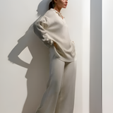 Women's Knit Polo Top And Wide Leg Pants Set - Casual Loungewear