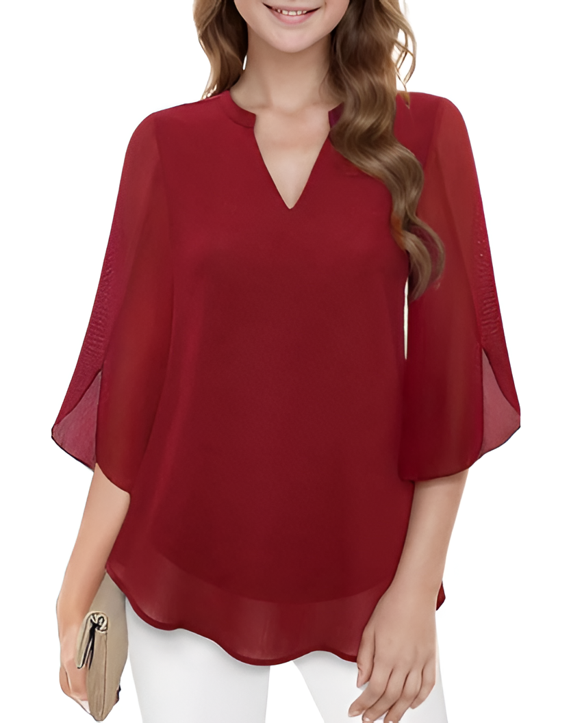 Women's Chiffon Tunic Blouse - Office Wear