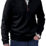 Men’s Knitted Half-Zip Pullover Sweater - Casual Winter Wear