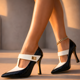 Women's Pointed Toe T-Strap Heels - Evening Wear