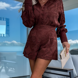 Women's Geometric Crochet Long Sleeve Romper - Summer Outing