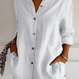 Women's Textured Long Sleeve Shirt - Casual Daily Wear