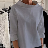 Women's Blouse Boat Neck Drop Shoulder - Office Casual Wear