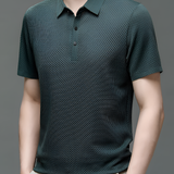 Men's Waffle Textured Polo Shirt - Business Casual