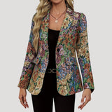 Women's Blazer Floral Tapestry Single Button - Special Occasion
