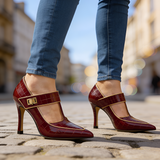 Women's Pointed Toe T-Strap Heels - Evening Wear