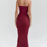 Women's Ruched Mesh Maxi Dress - Formal Evening Gown