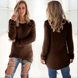 Women's Fuzzy Loose Long Sleeve Sweater - Casual Daily Wear
