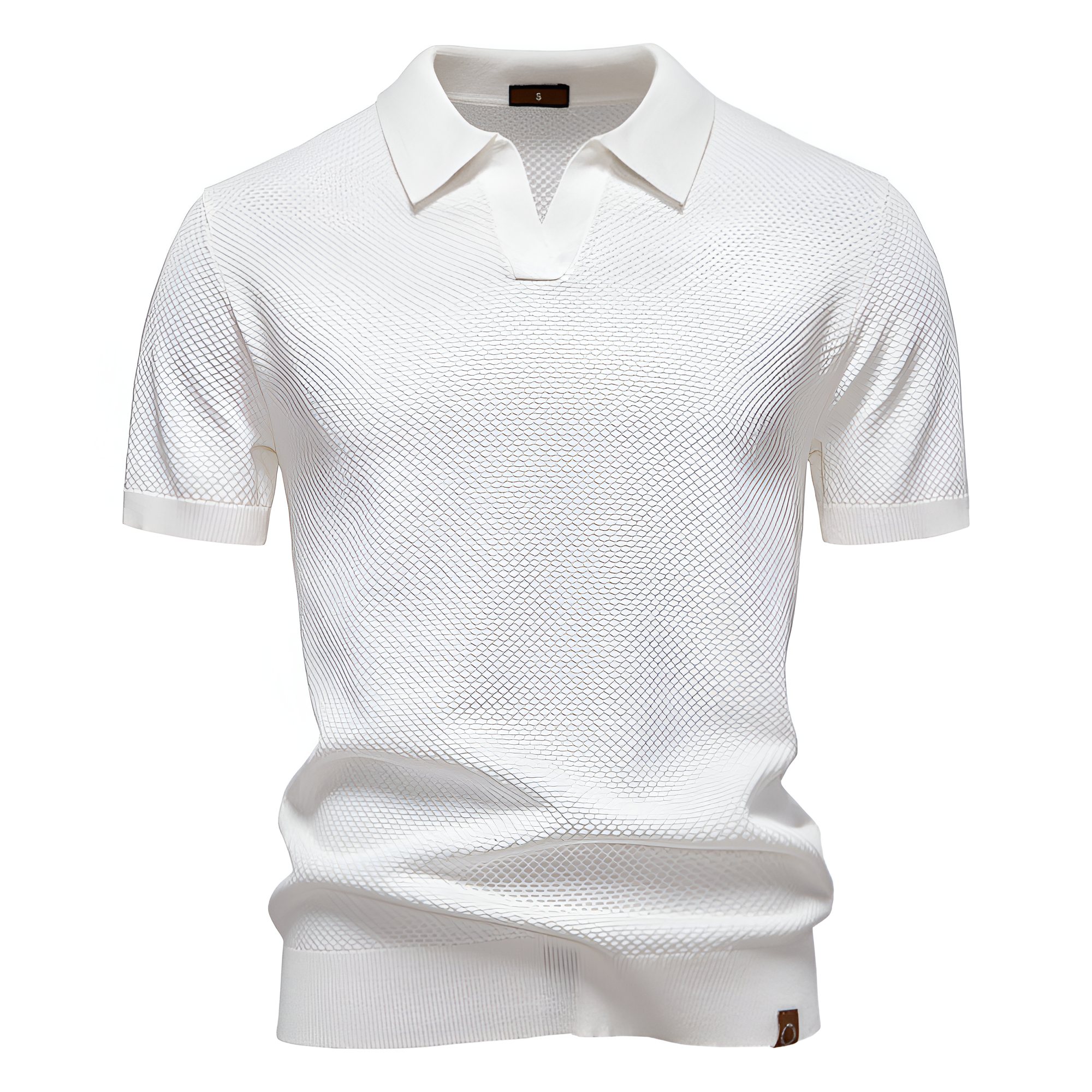 Men's Waffle Knit Notch Neck Polo Shirt - Casual Business