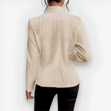 Women's Geometric Knit Stand Collar Blazer - Workwear