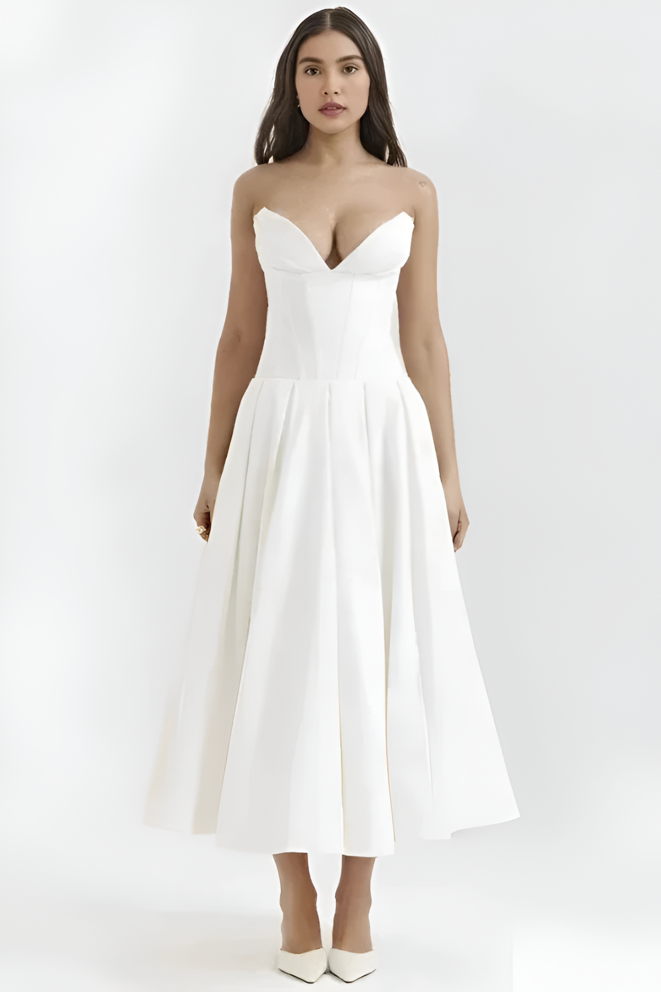 Women's Strapless Corset Midi Dress - Special Occasion