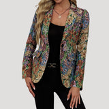 Women's Blazer Floral Tapestry Single Button - Special Occasion