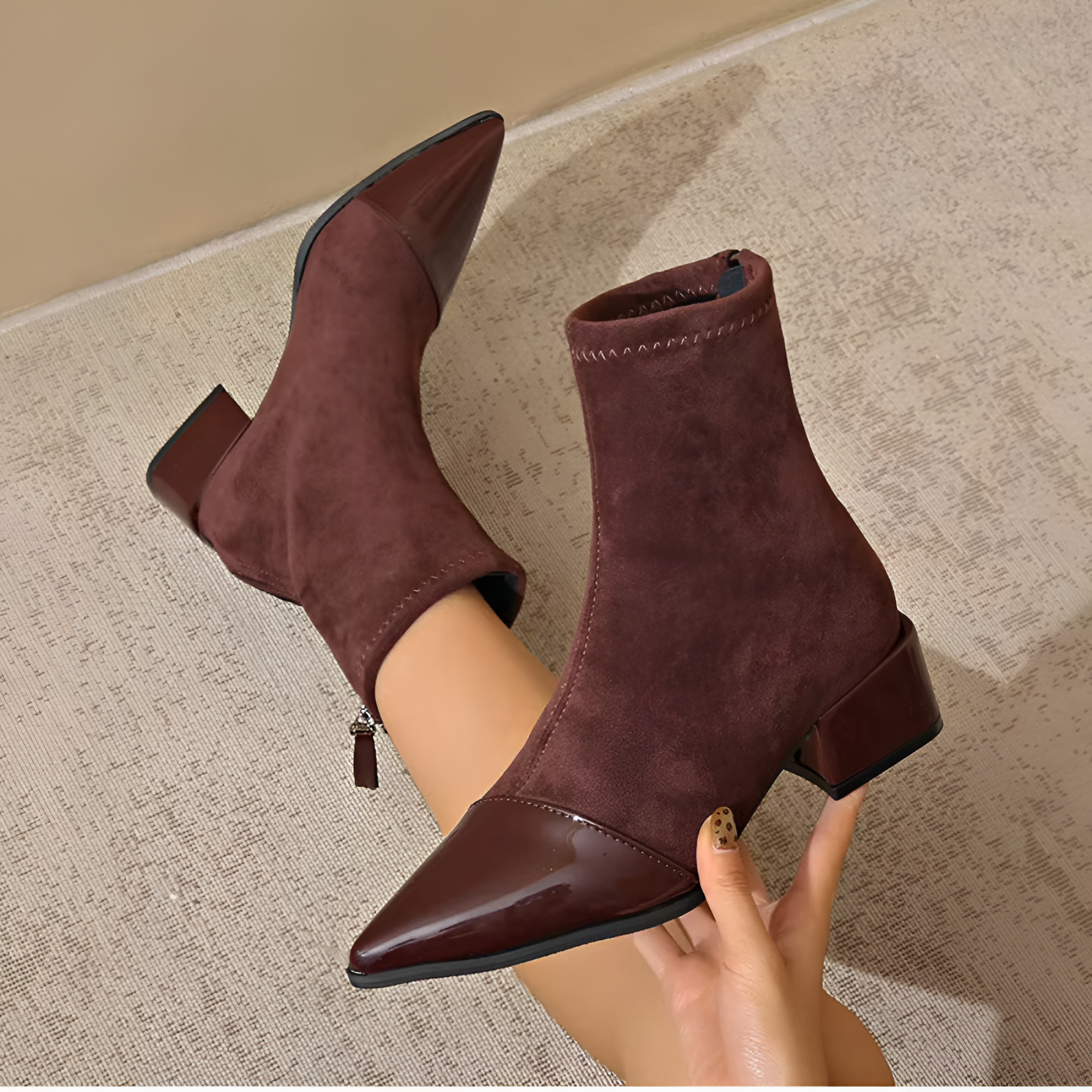 Women's Pointed Toe Ankle Boots - Fashion Streetwear