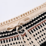 Men's Crochet Shorts Drawstring Striped - Beach Wear