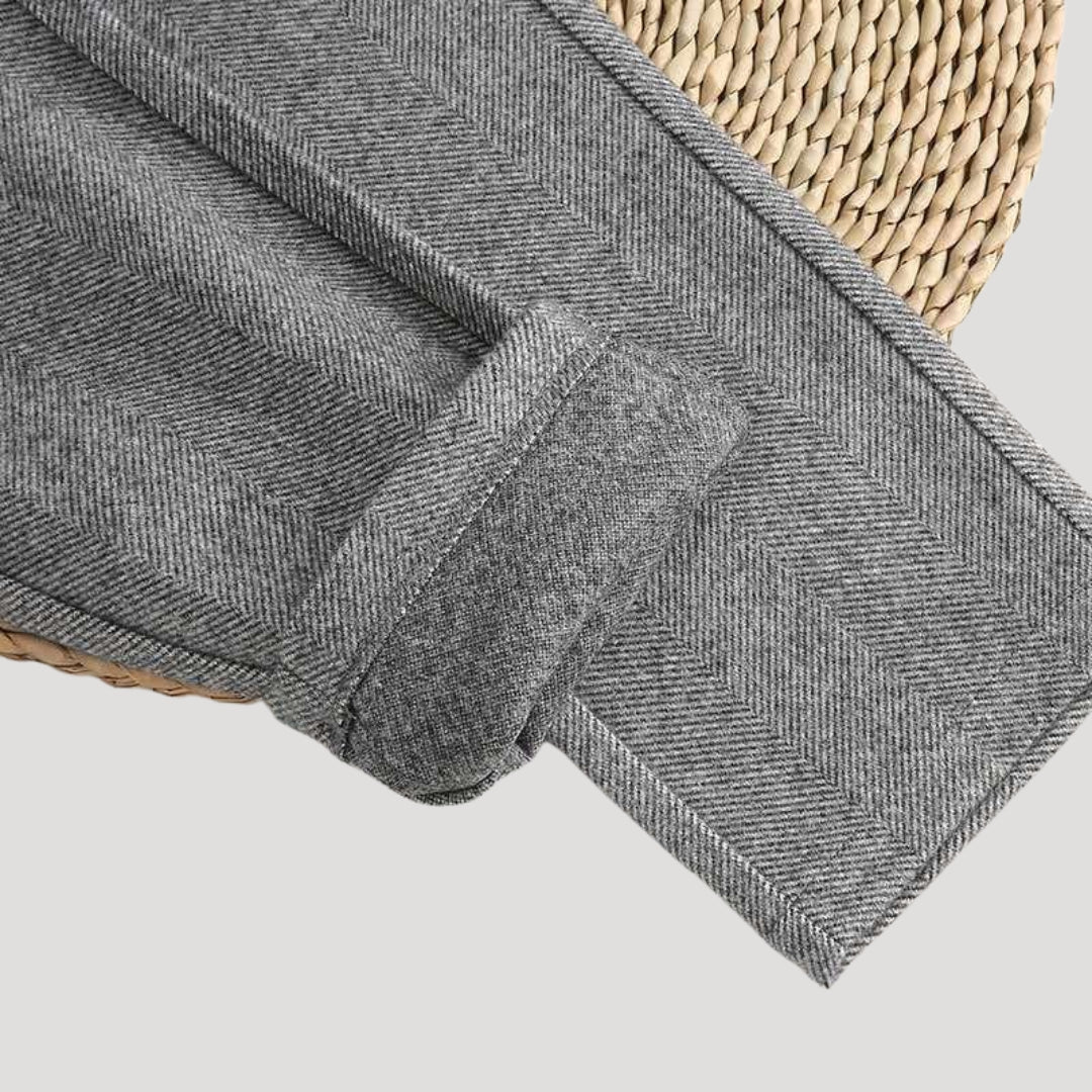 Women's Trousers High-Waisted Herringbone Pattern - Office Wear