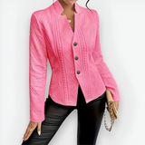 Women's Geometric Knit Stand Collar Blazer - Workwear