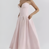 Women's Strapless Corset Midi Dress - Special Occasion