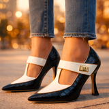 Women's Pointed Toe T-Strap Heels - Evening Wear