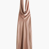 Women's Halter Neck Satin Midi Dress - Evening Party Wear