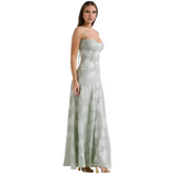 Women's Floral Corset Maxi Dress - Formal Occasion