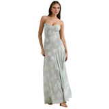 Women's Floral Corset Maxi Dress - Formal Occasion