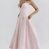 Women's Strapless Corset Midi Dress - Special Occasion