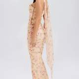 Women's Ruched Mesh Maxi Dress - Formal Evening Gown