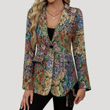 Women's Blazer Floral Tapestry Single Button - Special Occasion