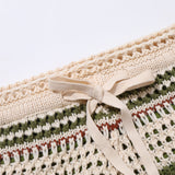 Men's Crochet Shorts Drawstring Striped - Beach Wear